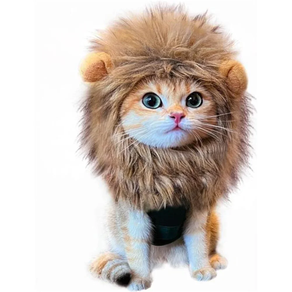 Lion Mane Wig for Cat Costume Pet Adjustable Washable Comfortable Fancy Lion